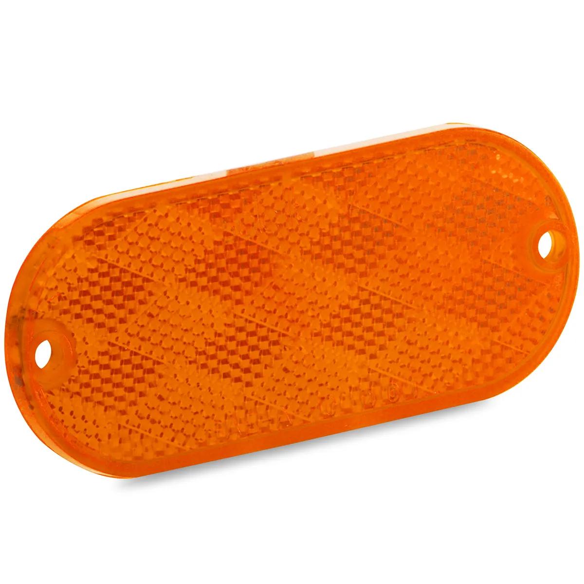 4-3/8" x 1-7/8" x 1/4" Amber Oval Reflector - 5 Pack