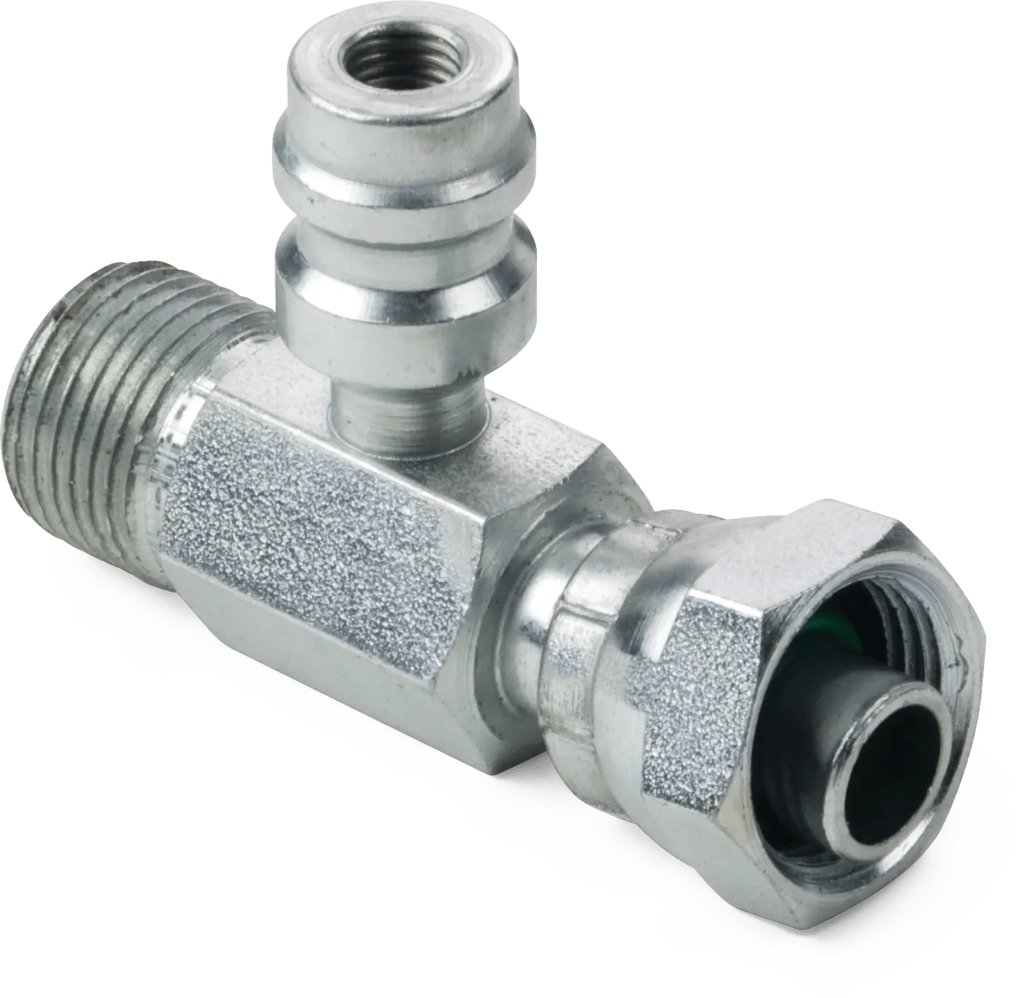 3/8" Bumped Tube O-Ring Charge Port Adapter with R134a High Side Charge Port - 757 E Series