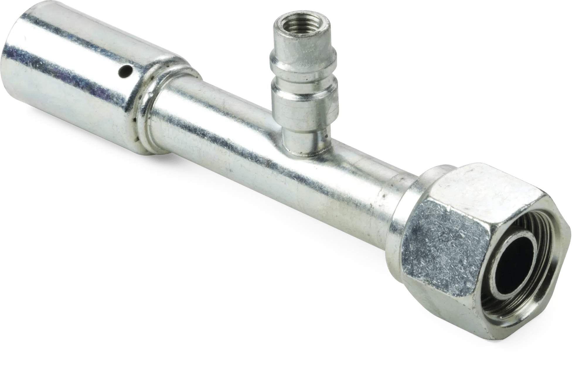 Bumped Tube O-Ring Female Swivel w/ R134a Side Charge Port - 757 E Series