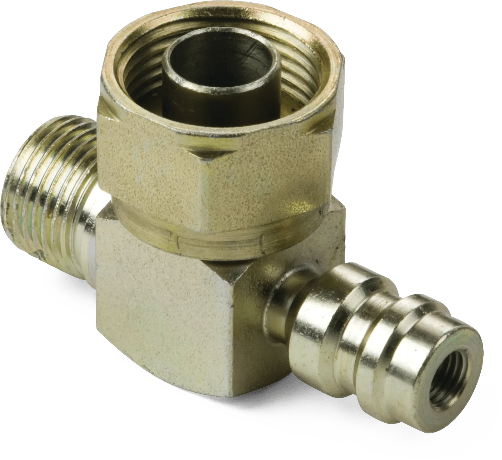 Tube O-Ring to Male Bumped Tube O-Ring 90° Elbow w/ R134a Charge Port - 757 E Series
