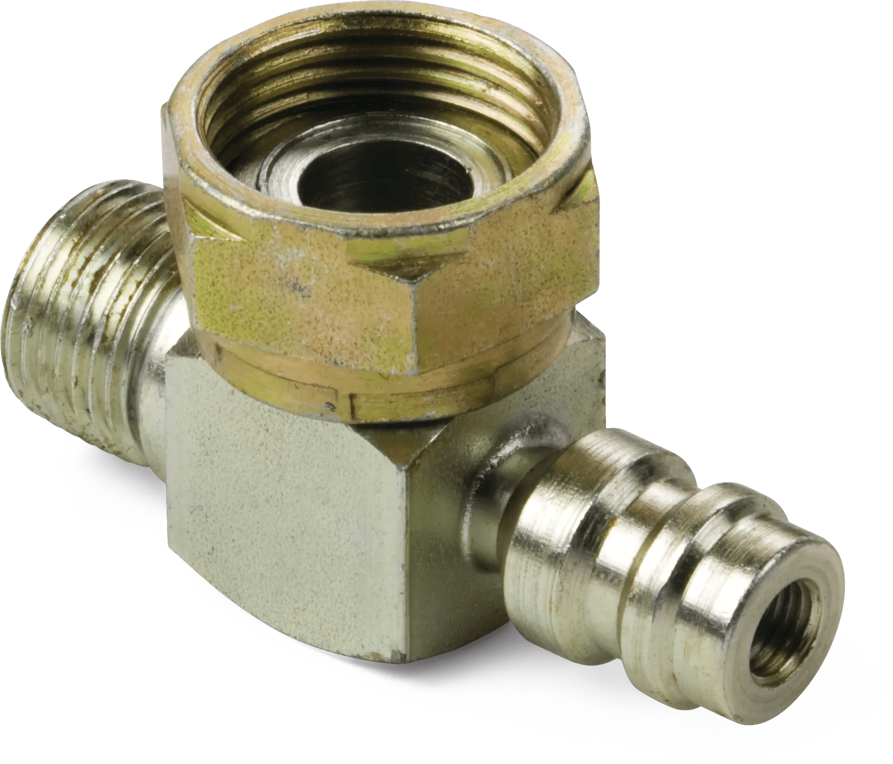 Rotalok to Male Bumped Tube O-Ring 90° Elbow w/ R134a Charge Port - 757 E Series