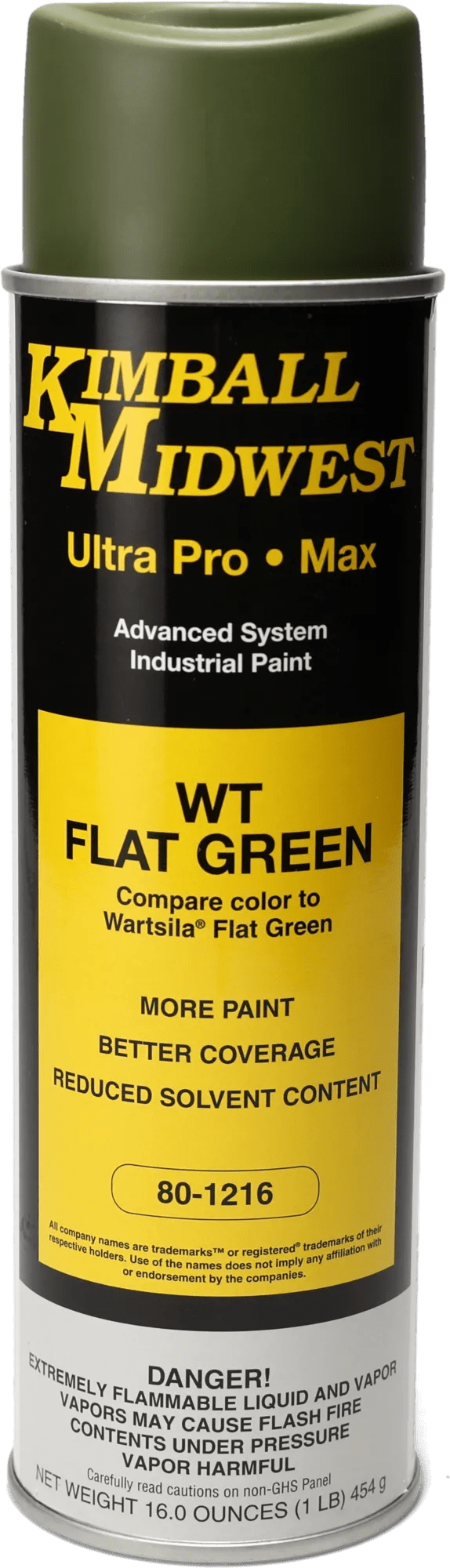 WT Flat Green Ultra Pro•Max Oil-Based Enamel Spray Paint - 20 oz. Can - 12 Pack