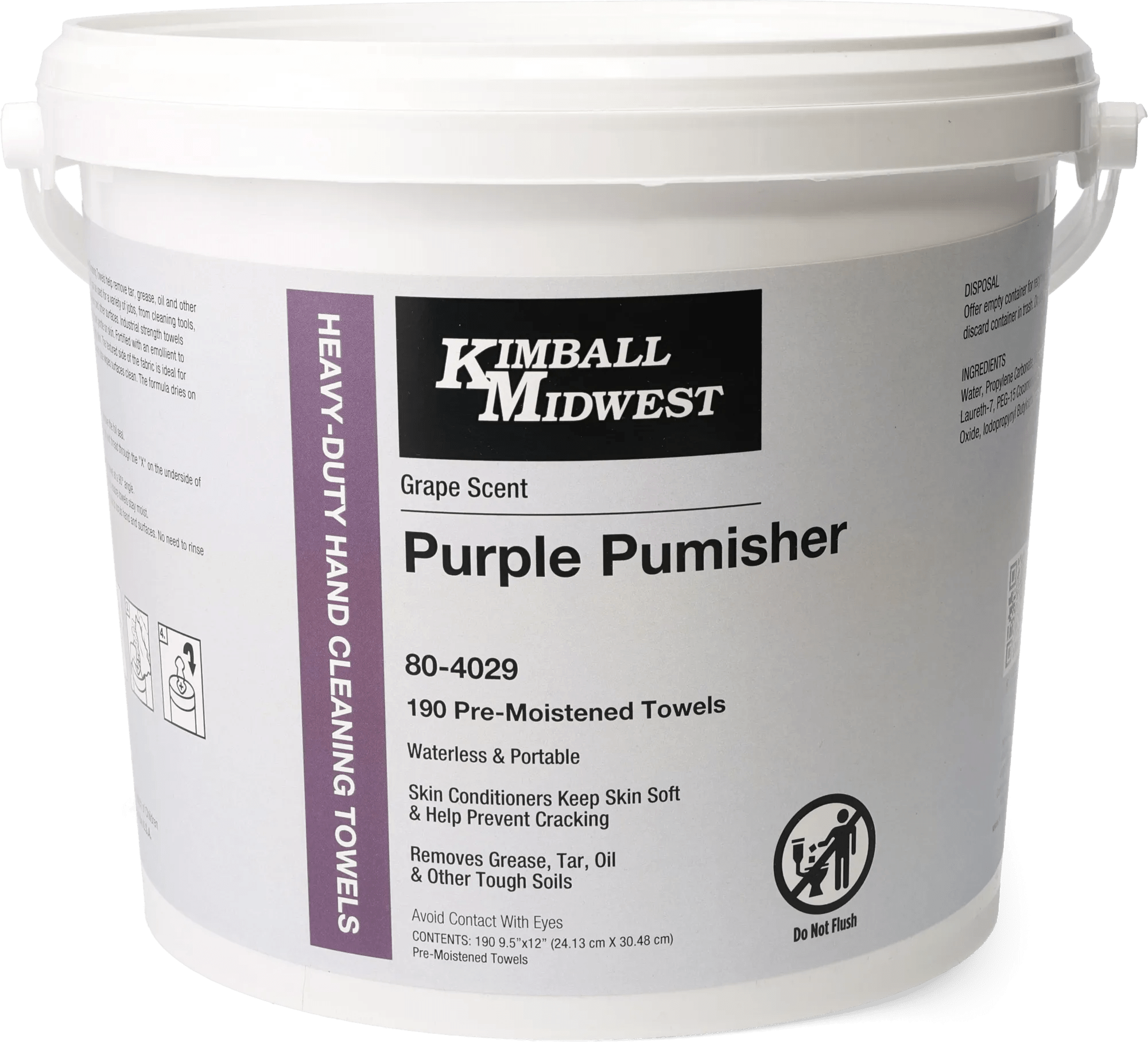 Purple Pumisher Hand Cleaning Towels - 190 Count - 6 Pack