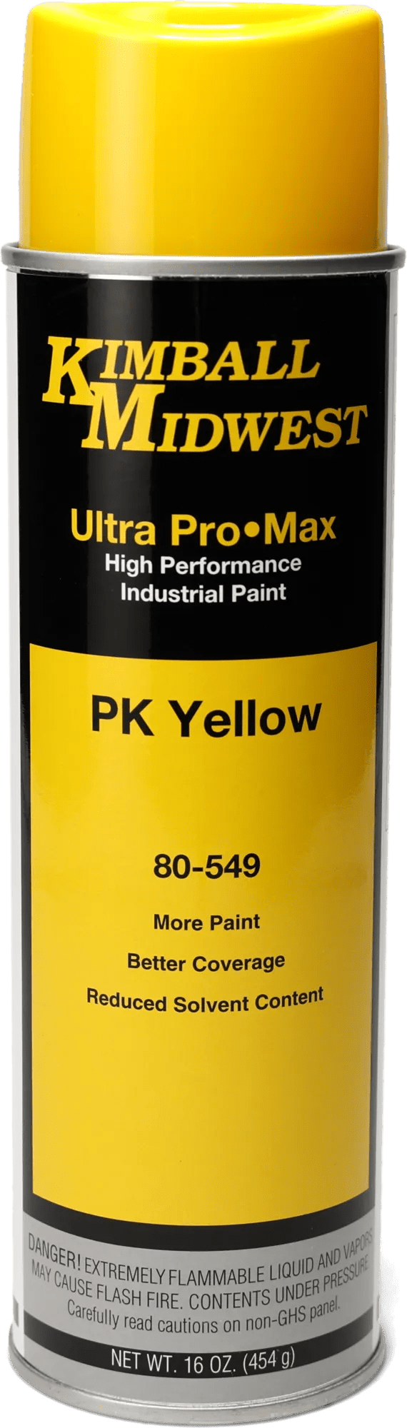 PK Yellow Ultra Pro•Max Oil-Based Enamel Spray Paint - 20 oz. Can - Case