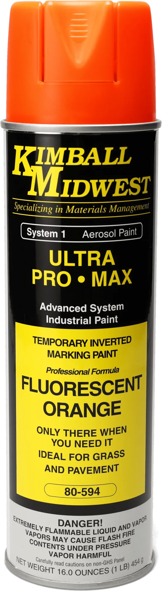 Fluorescent Orange Inverted Temporary Marking System Water-Based Paint - 20 oz. Can - 12 Pack