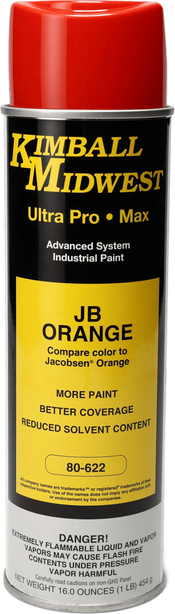 JB Orange Ultra Pro•Max Oil-Based Enamel Spray Paint - 20 oz. Can - Case - 12 Pack
