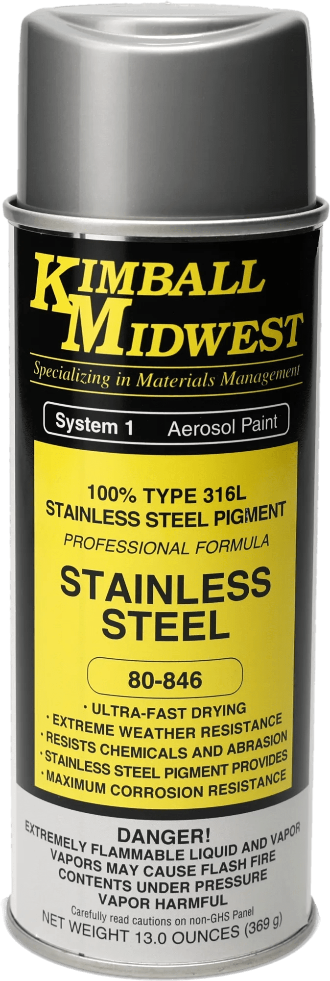 Type 316 Stainless Steel Acrylic Lacquer Spray Paint - 16 oz. Can - Case