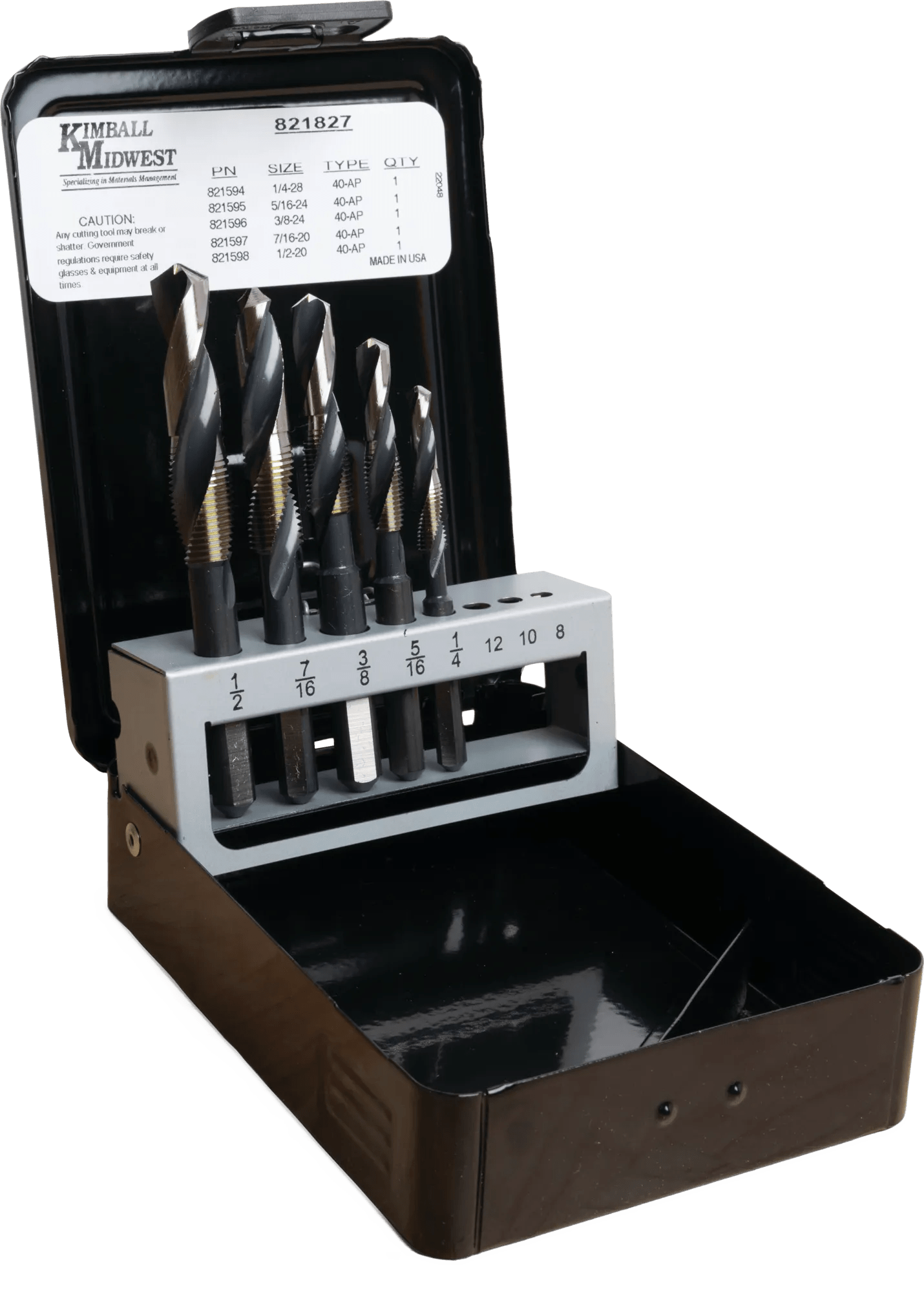 5 Piece Power-Tap 3 Set (1/4-28 thru 1/2-20)