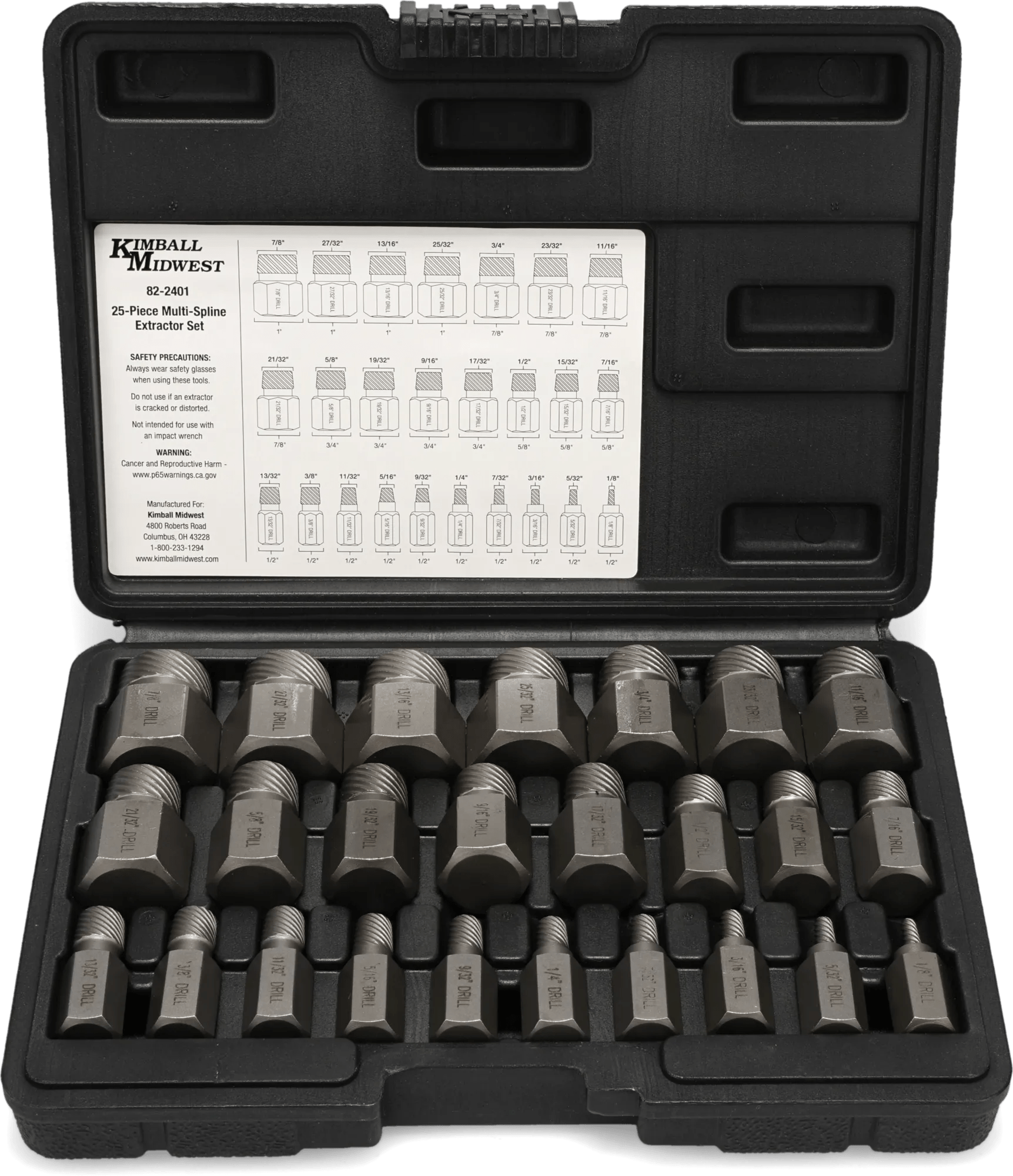 25 Piece Multi-Spline Screw Extractor Set
