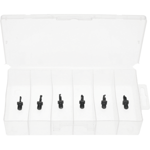 6 Piece High Speed Steel Threaded Shank Stubby Drill Bit Set (#10 - #40)