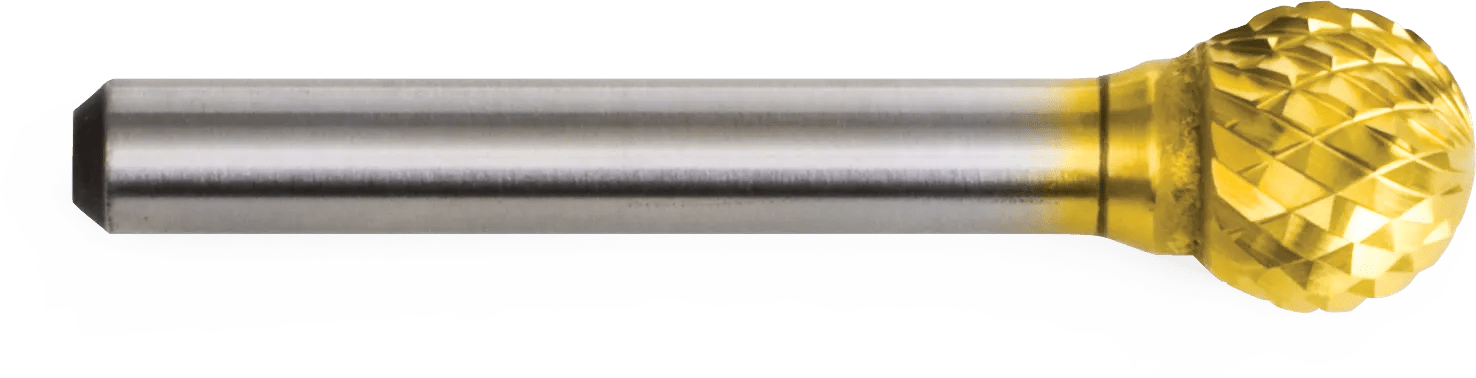 1/2" x 1/2" Bur-Maxx TiN Coated Ball End Tungsten Carbide Bur