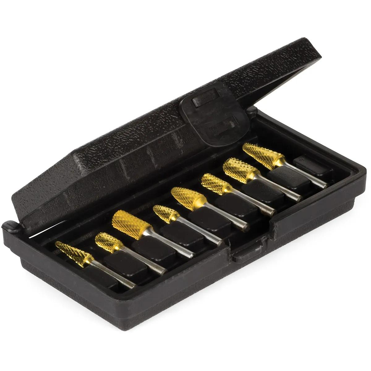 8 Piece 1/4" Bur-Maxx TiN Coated Tungsten Carbide Bur Set