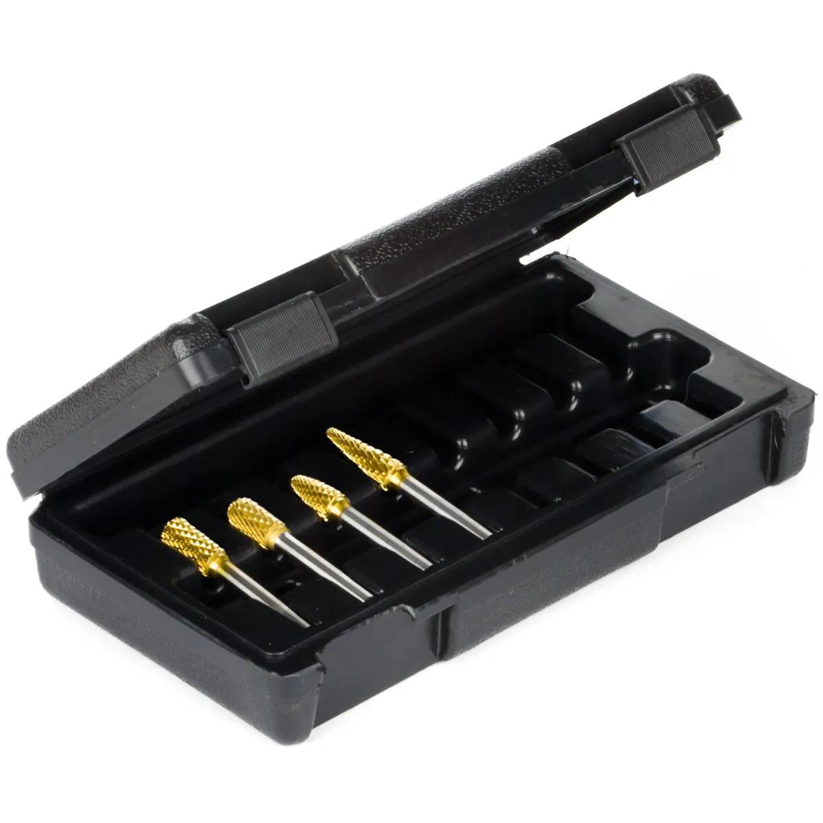 4 Piece 1/4" Bur-Maxx TiN Coated Tungsten Carbide Bur Set