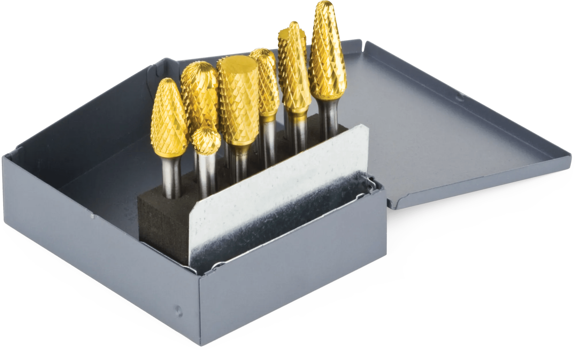 10 Piece 1/4" Bur-Maxx TiN Coated Tungsten Carbide Bur Set