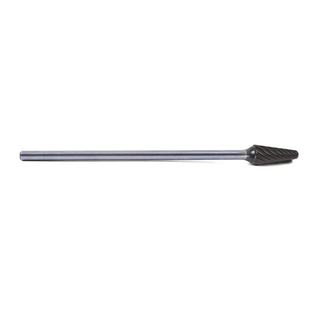 3/8 x 1-1/16 Black Maxx™ Taper 14° Radius End Bur With 6" Shank