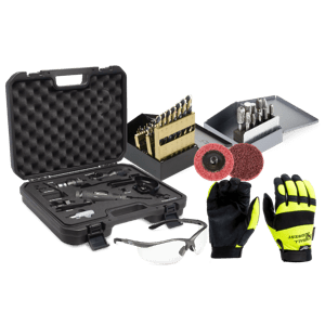 Cutting Tools & Abrasives Bundle with PPE & Quick Change Pneumatic Tool