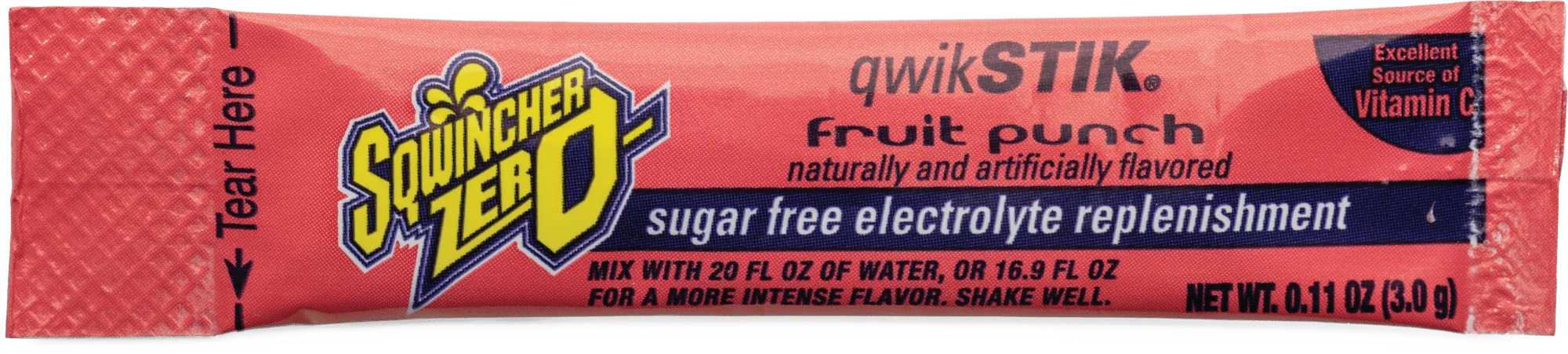 Sqwincher 20 Oz. Qwik Stick Sugar Free Fruit Punch Powder - 10 Pack