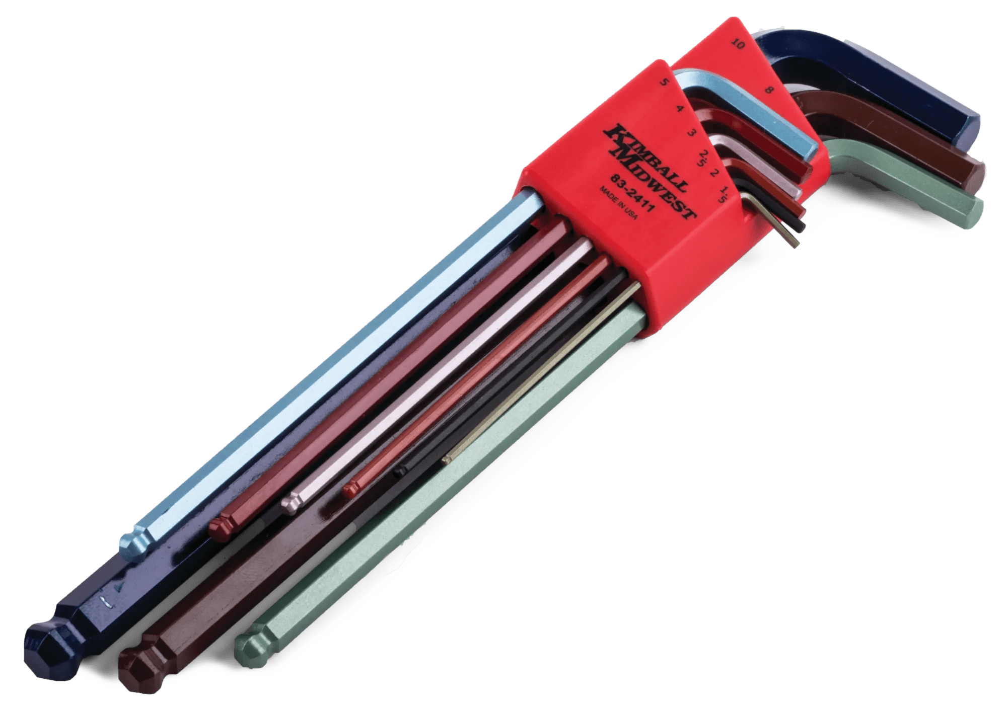 9 Piece Metric Color-Coded Ball End Hex Key Set