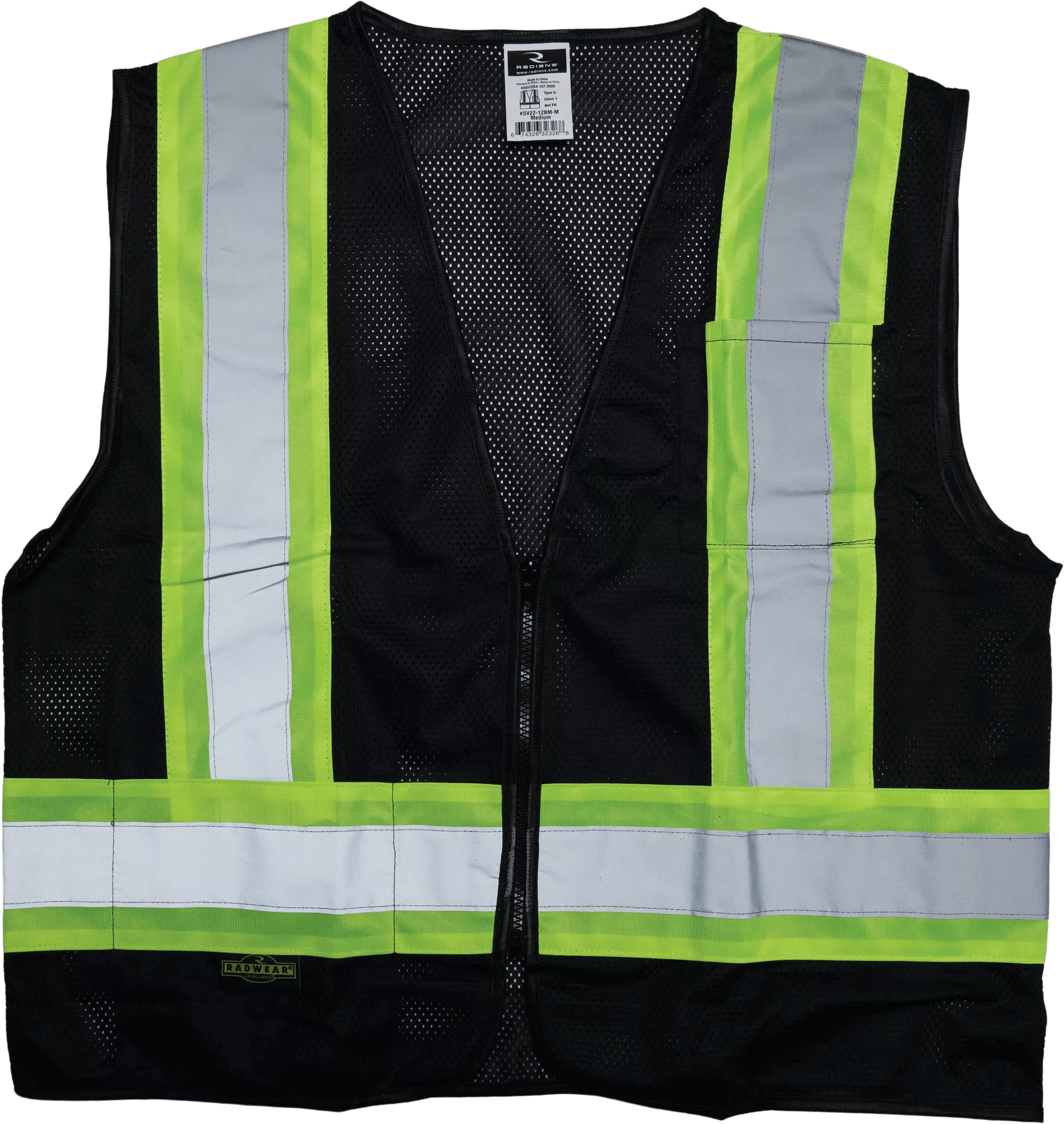 Type O, Class I Black Safety Vest - XX-Large