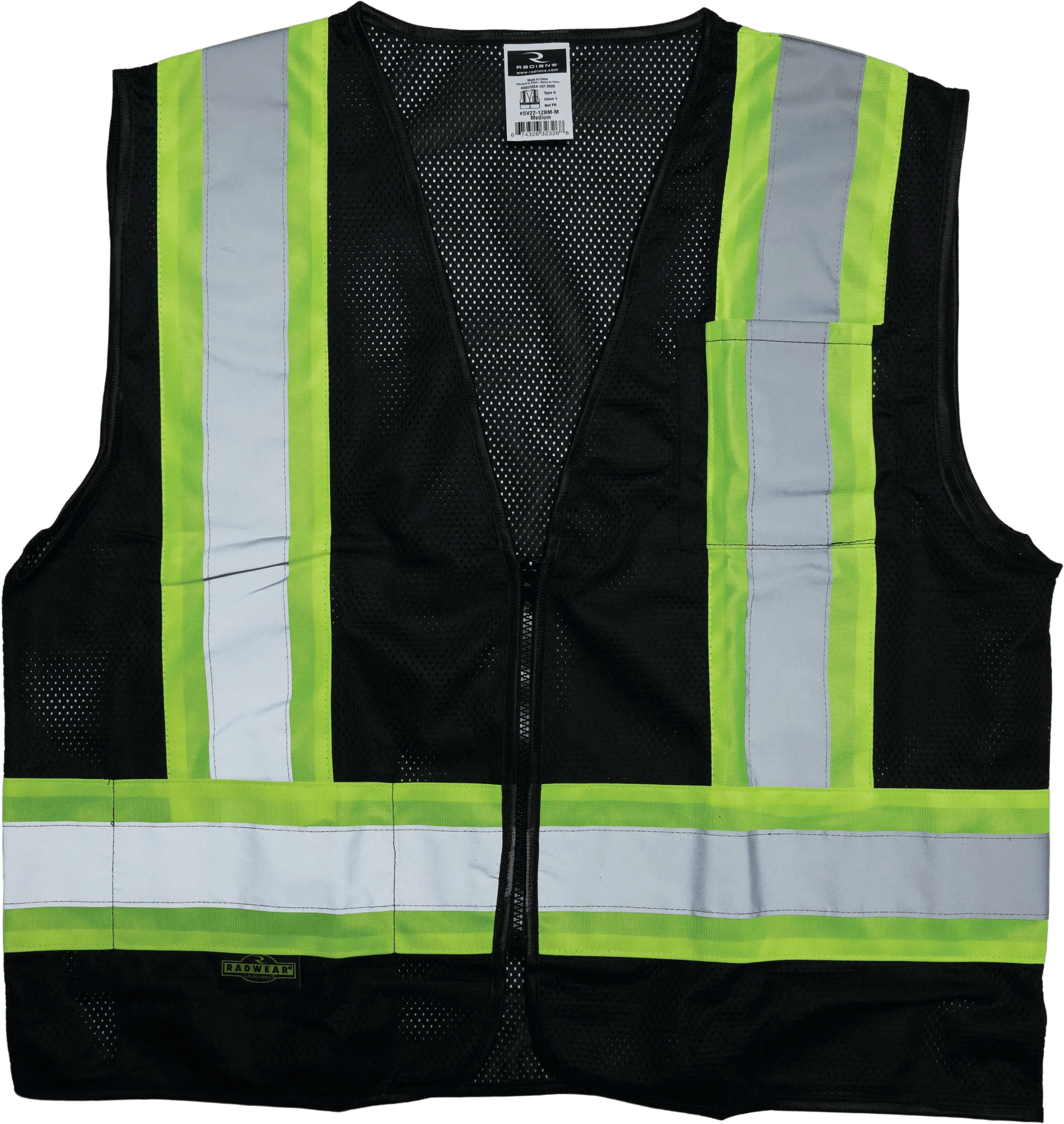 Type O, Class I Black Safety Vest - Large