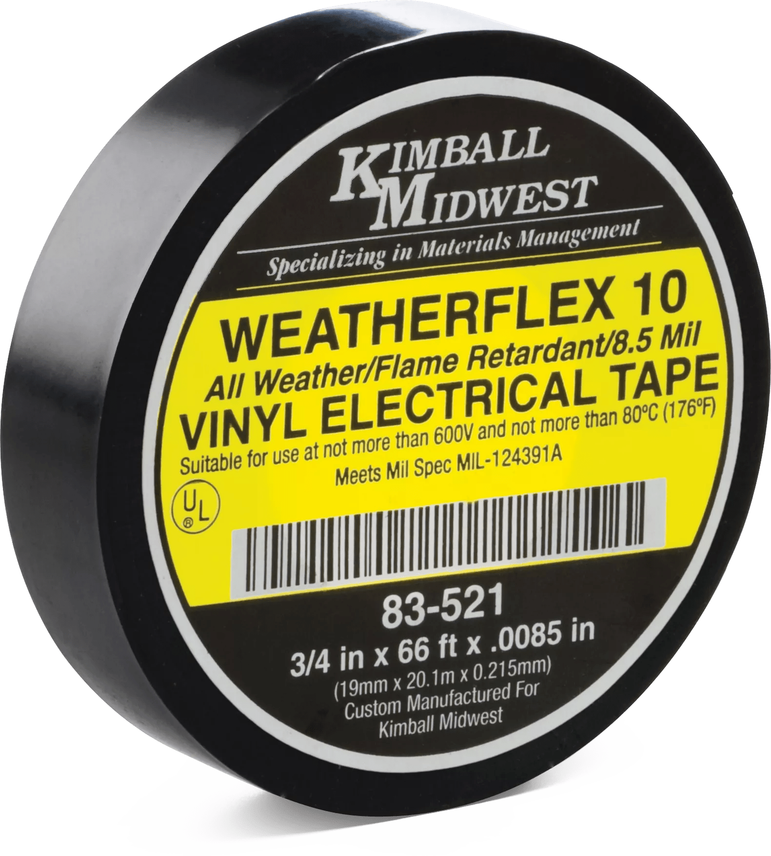 3/4" x 66' 8.5 mil Weatherflex 10 Electrical Tape - Bulk