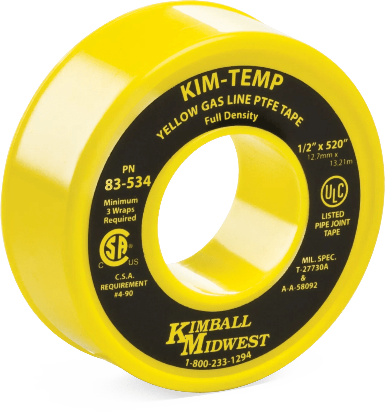 1/2" Yellow Gas Line PTFE Tape