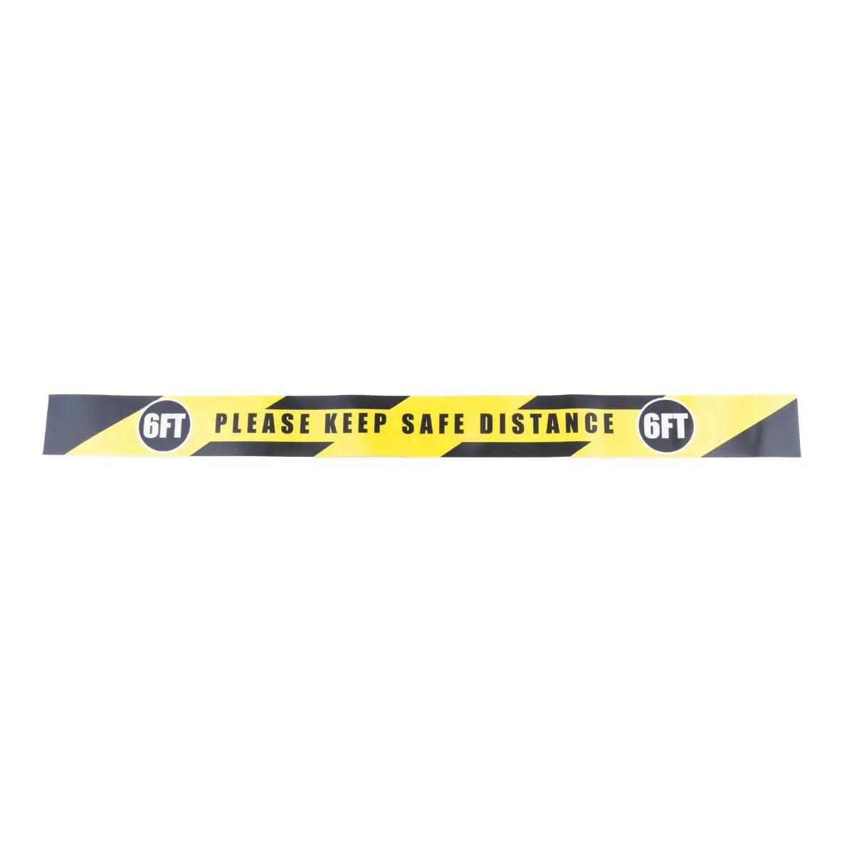 3" x 36" "Please Keep Safe Distance" Floor Strip Decal - 5 Pack