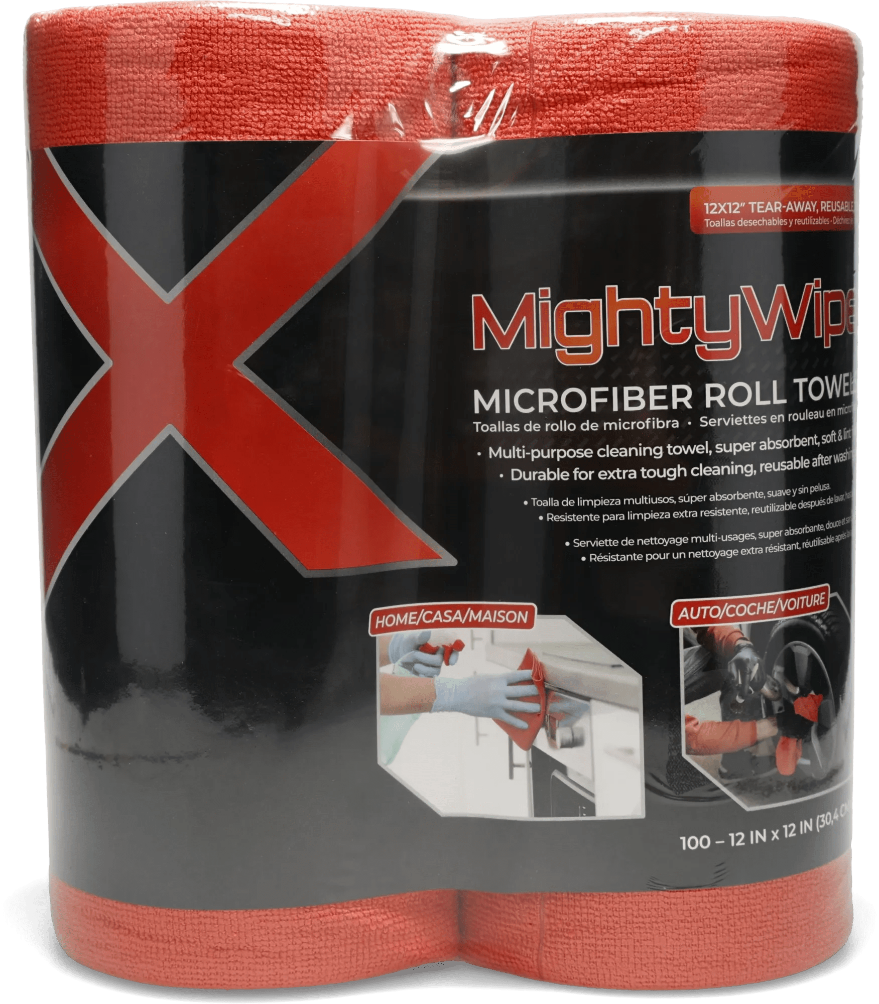 Red Microfiber Wipe Rolls - 6 Rolls