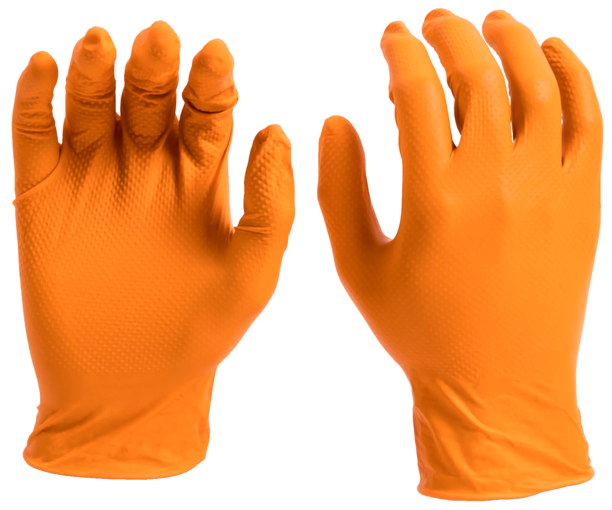 Textured-Grip Orange Nitrile Gloves - Large