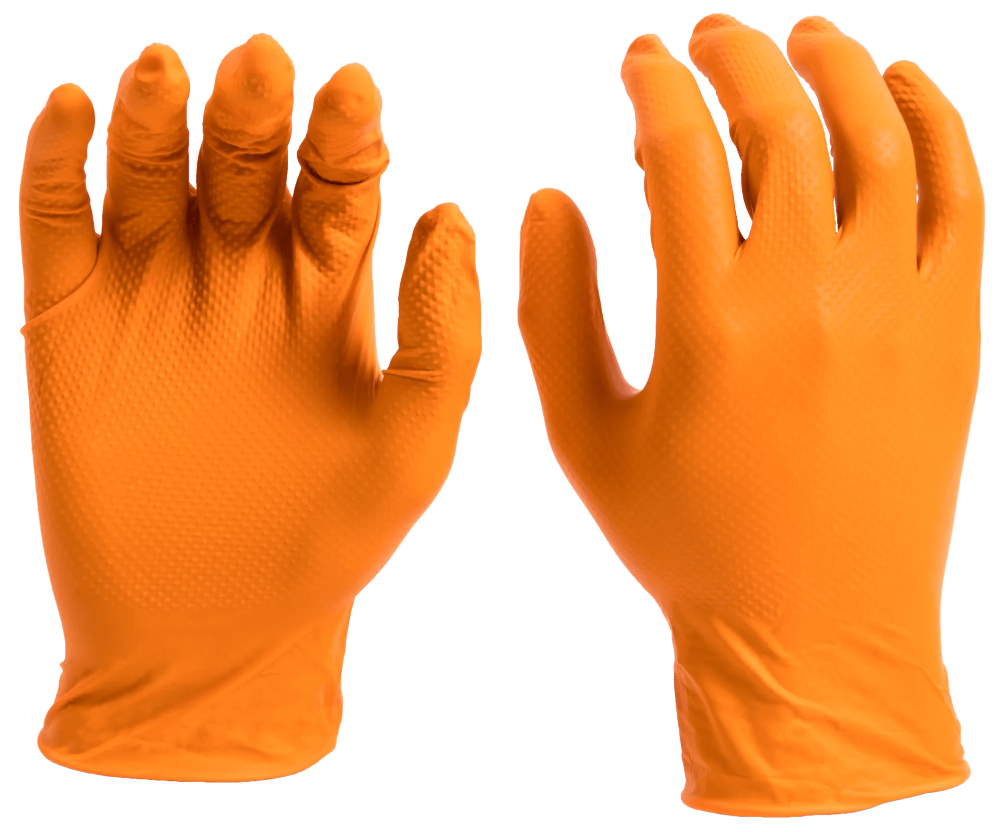 Textured-Grip Orange Nitrile Gloves