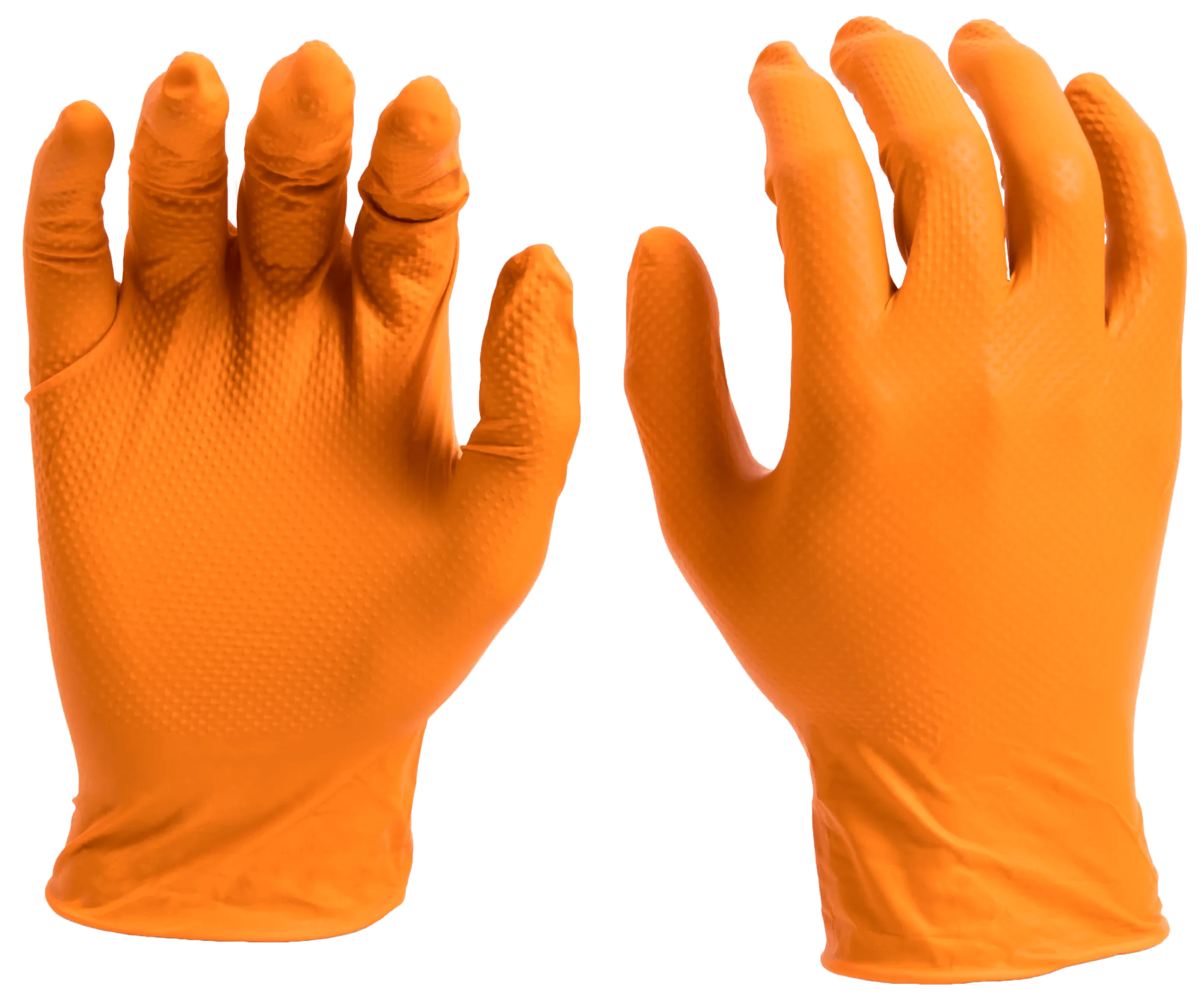 Textured-Grip Orange Nitrile Gloves - Large