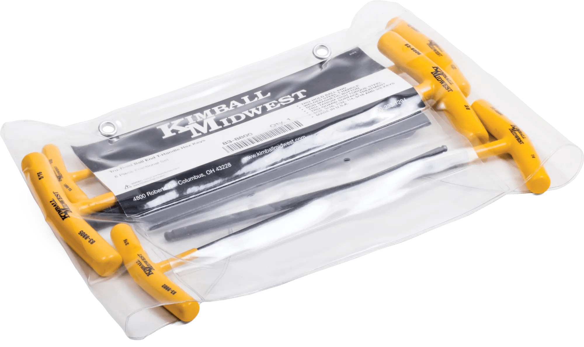 6 Piece Fractional Tru-Hold Ball End T-Handle Hex Key Set