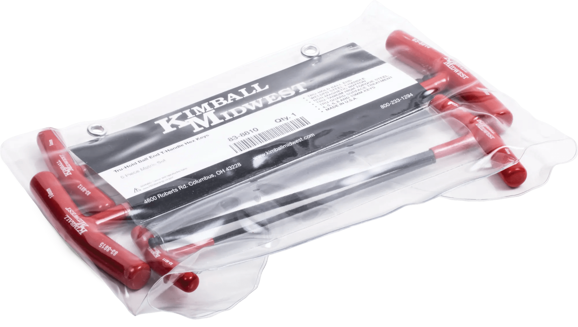 5 Piece Metric Tru-Hold Ball End T-Handle Hex Key Set