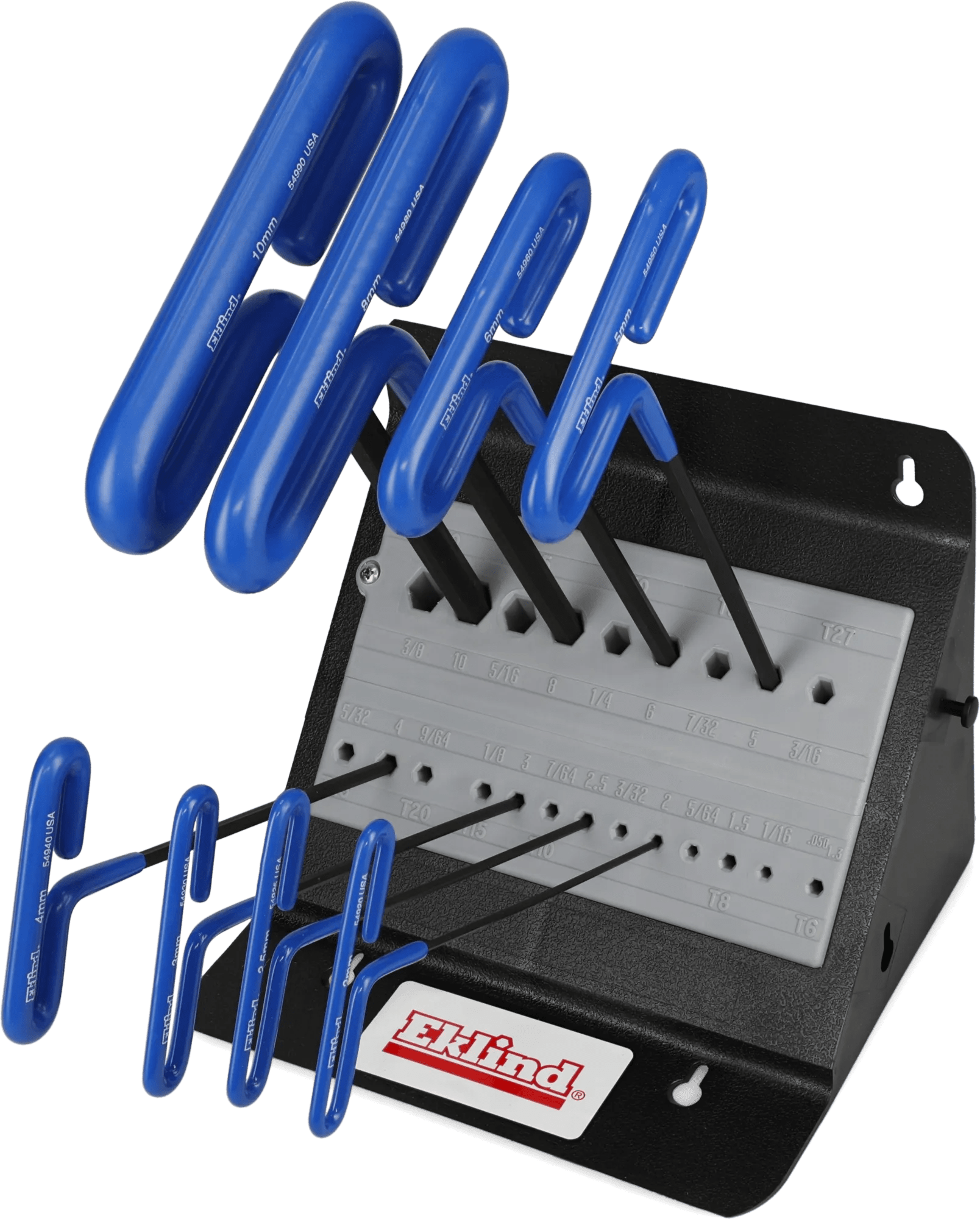 8 Key (M2.0 - M10.0) 230mm Cushion Grip "T"-Handle Hex Key Bench Set