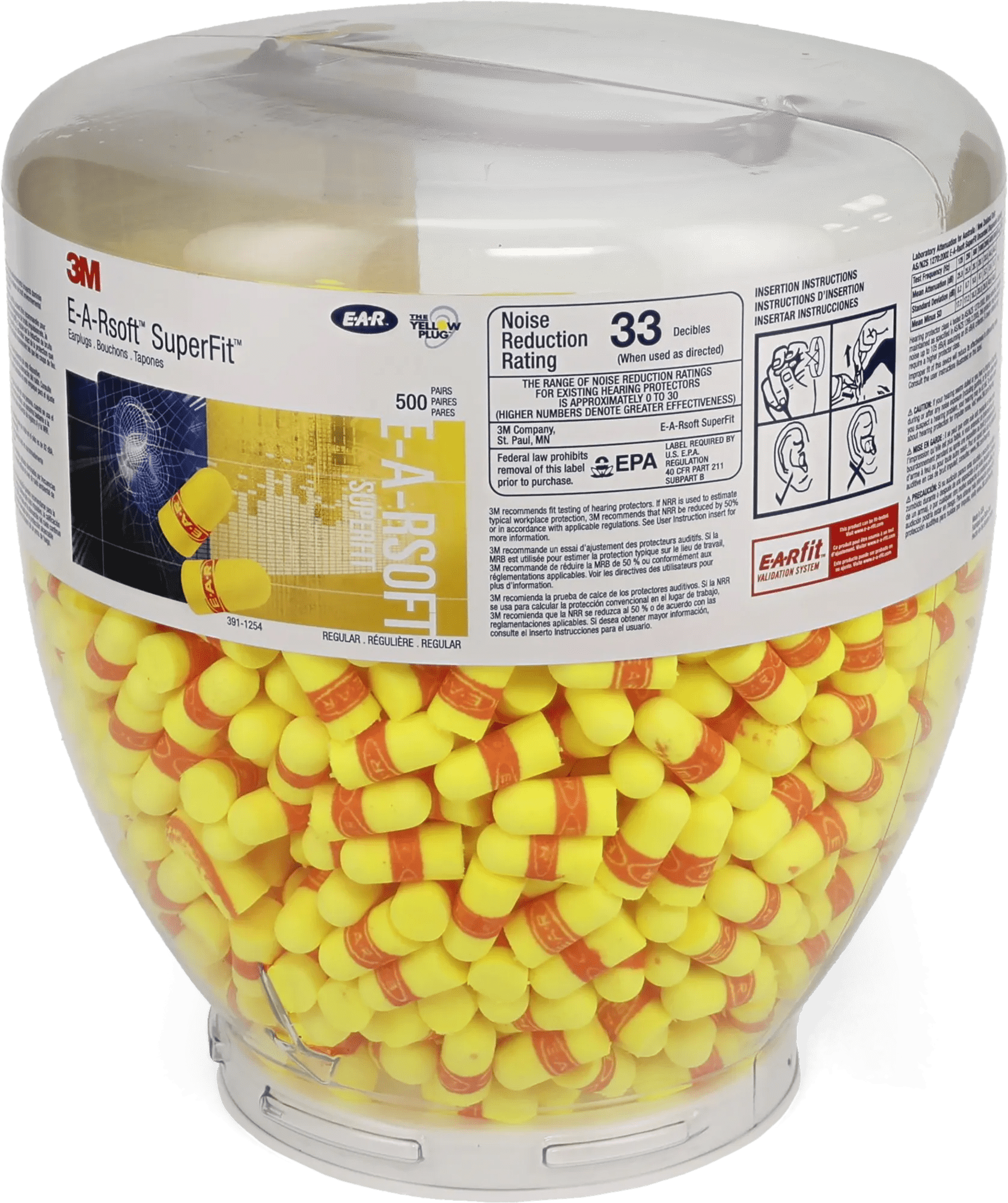 3M™ E-A-Rsoft™ Superfit™ Uncorded Ear Plug Dispenser Refill - 500 Pairs