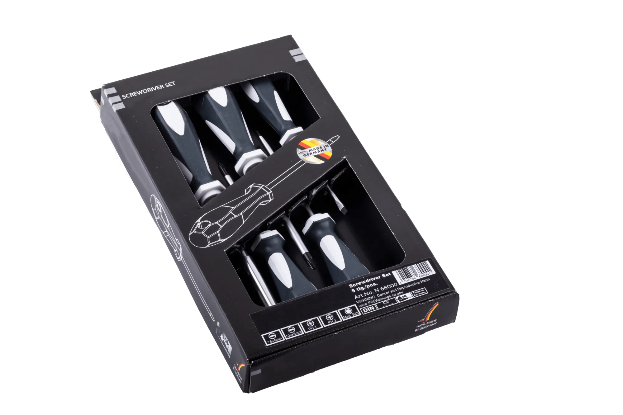 5 Piece (#1, #2, 3/32", 15/64" & 1/4") Hi-Torque Screwdriver Set