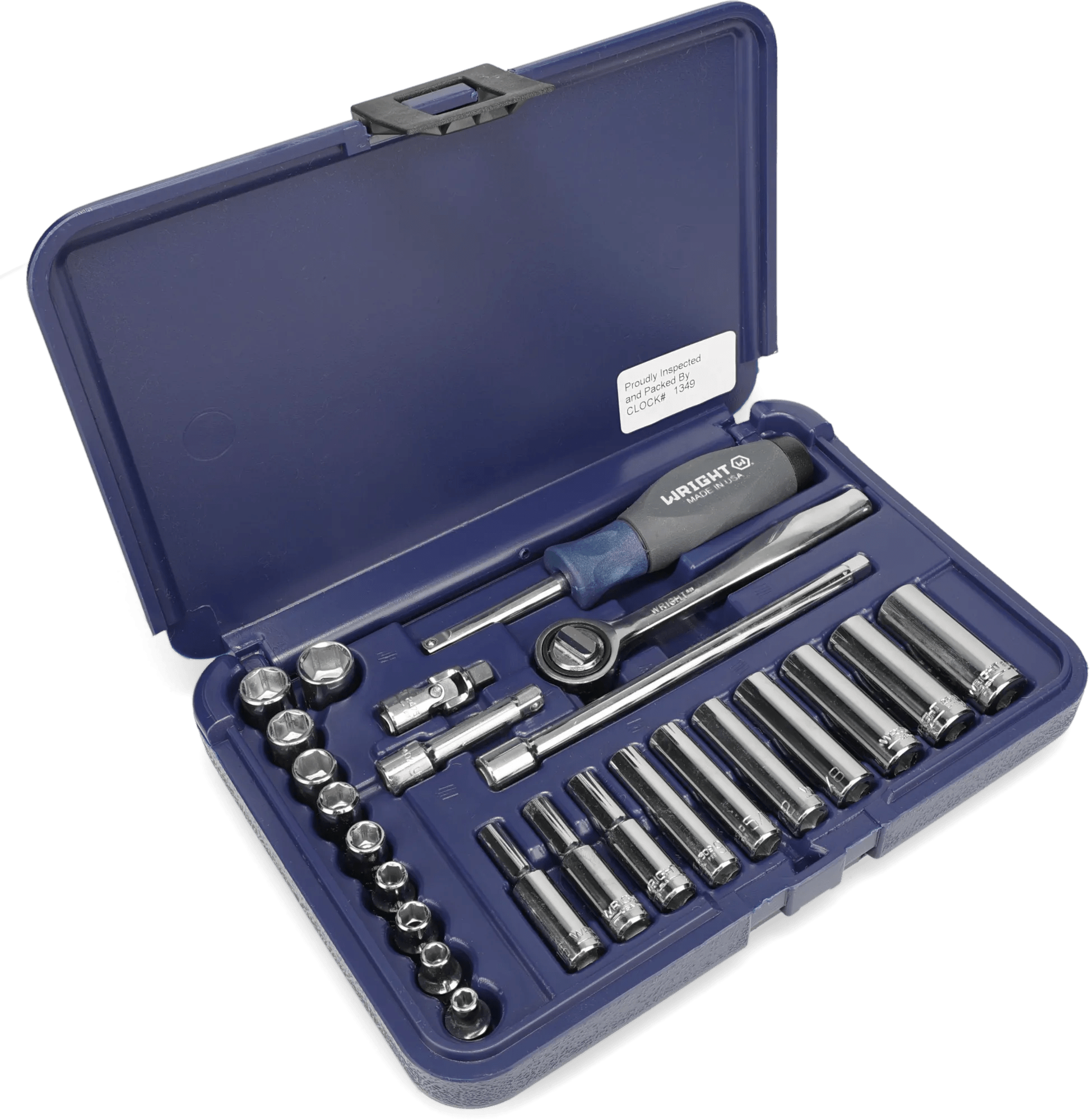 Wright Tool 25 Piece (5/32" - 1/2" Standard & 3/16" - 1/2" Deep) 1/4" Drive Standard & Deep Socket Set with Blow Mold Case