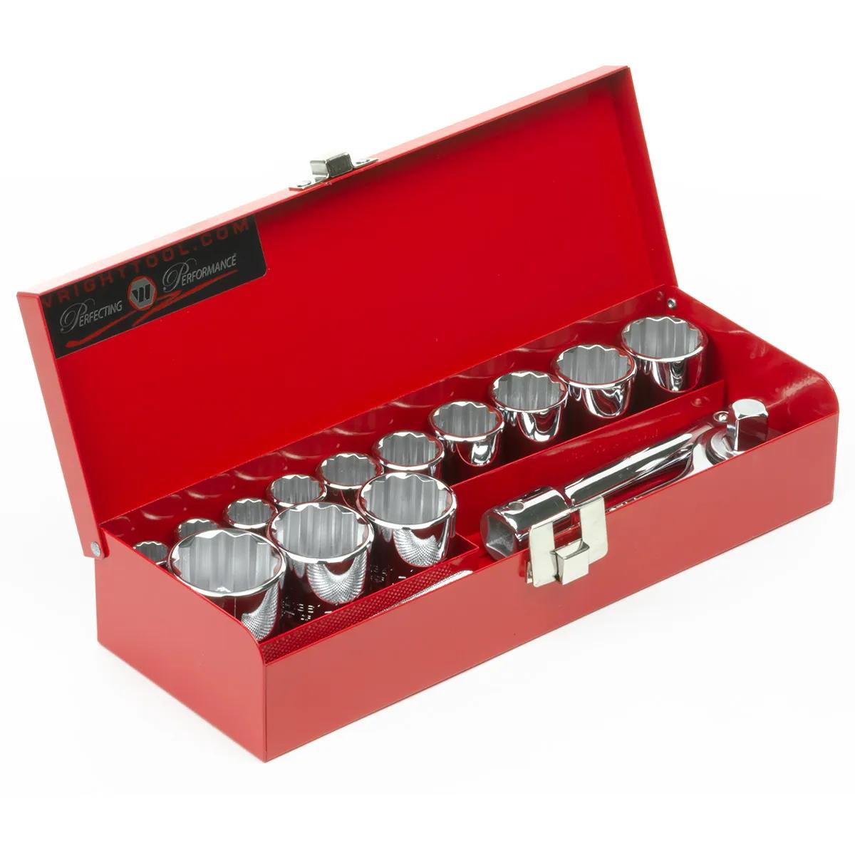 Wright Tool 15 Piece (7/16" - 1-1/4") 1/2" Drive Standard 12 Point Socket Set