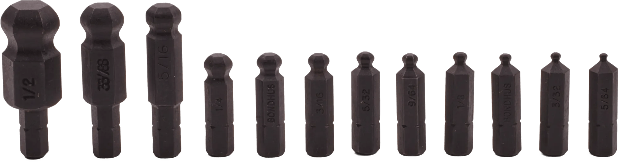 12 Piece (5/64" - 1/2") SAE Ball End Insert Bit Set