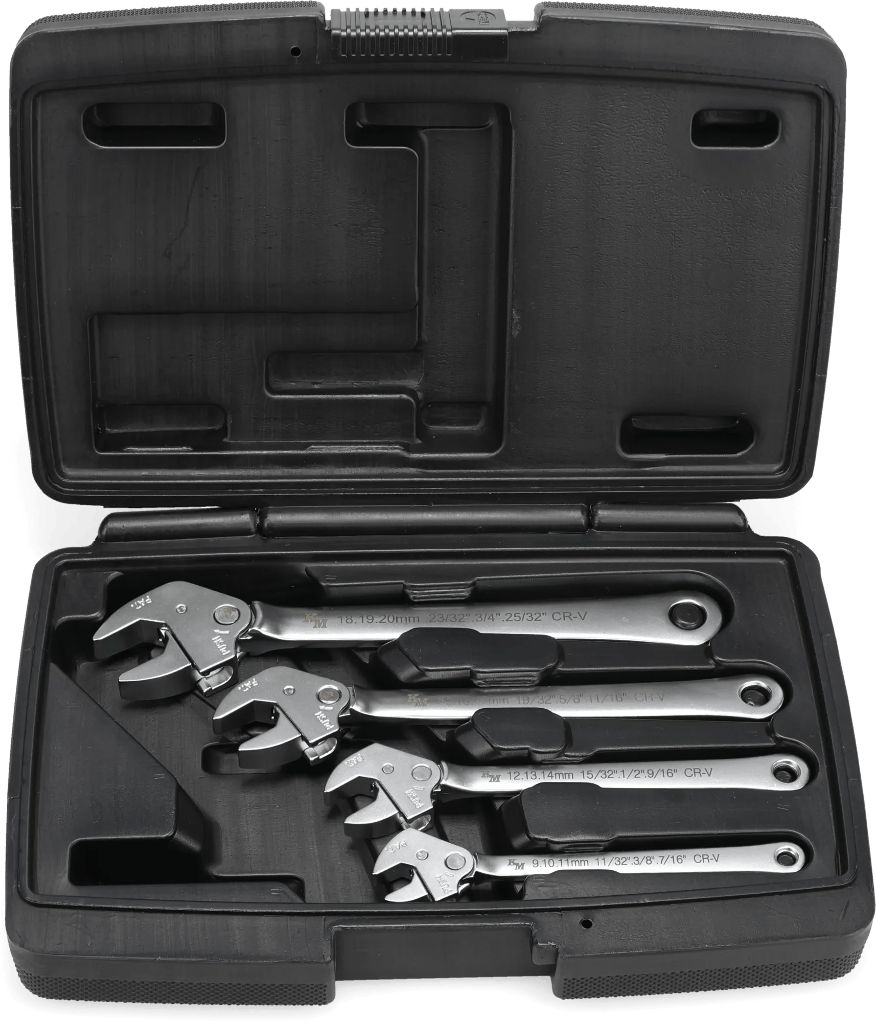 4 Piece Self-Adjusting Ratcheting Open End Wrench Set