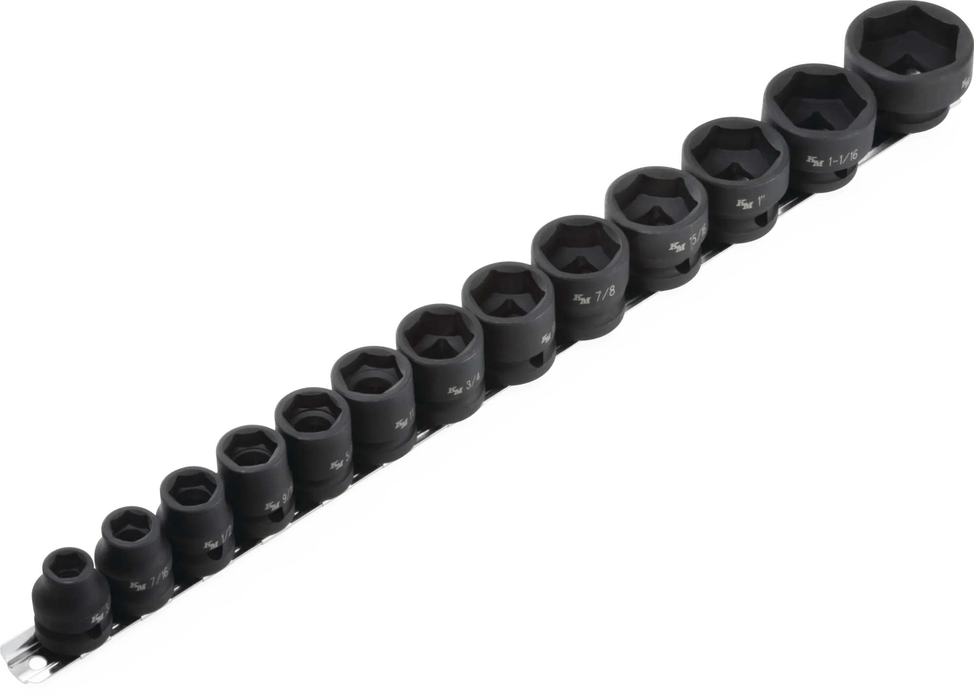 13 Piece Fractional 1/2" Drive Low Profile Impact Socket Set (3/8" - 1-1/4")