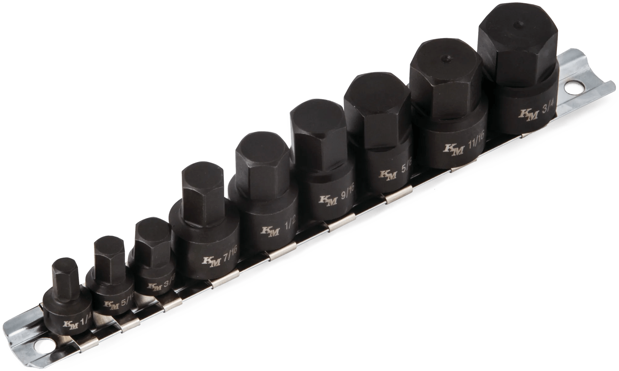 9 Piece (1/4" - 3/4") Fractional Low Profile Hex Bit Impact Socket Set