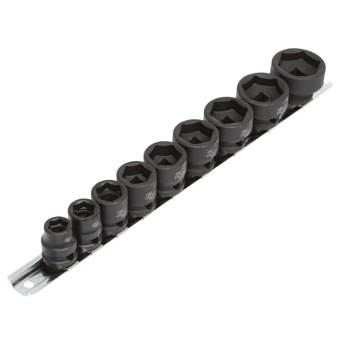 9 Piece Fractional 3/8" Drive Low Profile Impact Socket Set (3/8" - 7/8")