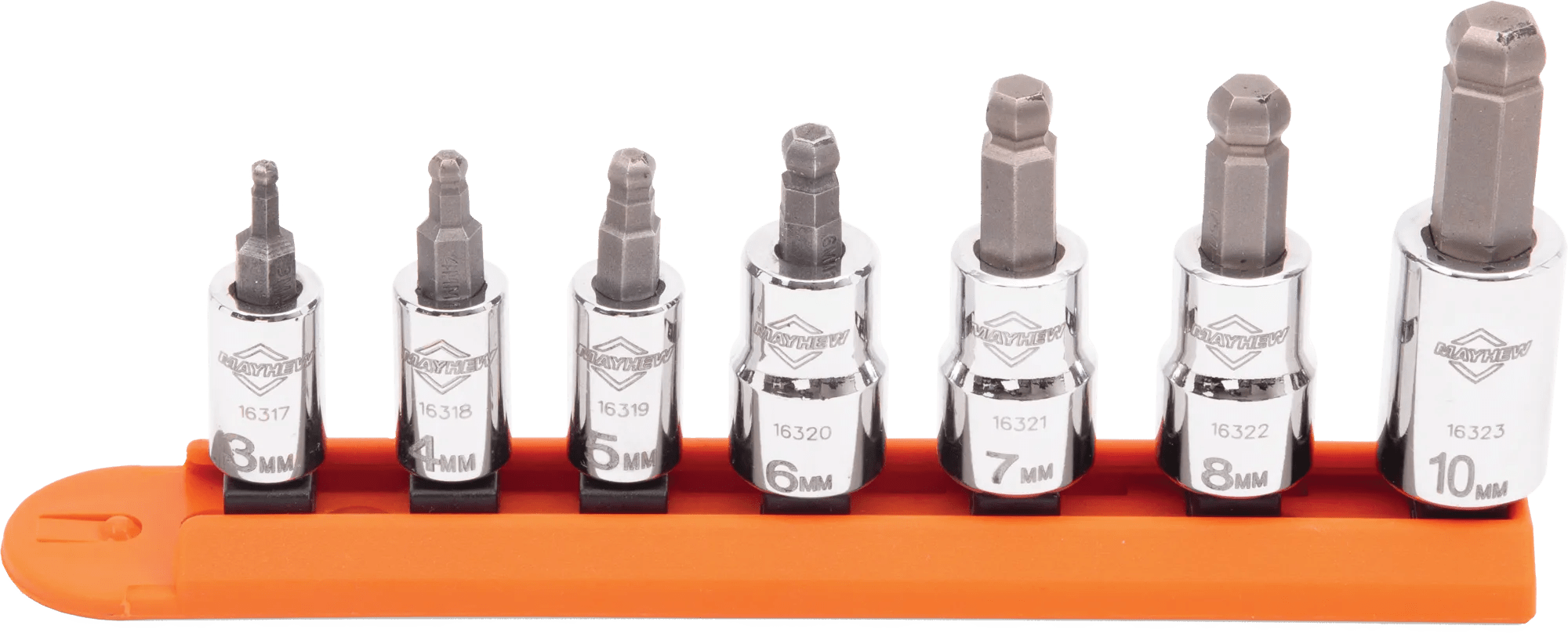 7 Piece (3mm - 10mm) Metric Ball End Hex Socket Bit Set