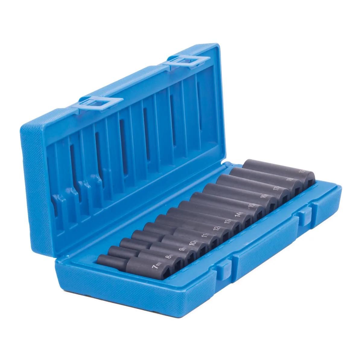 13 Piece (7mm - 19mm) 3/8" Deep 6 Point Drive Impact Socket Set