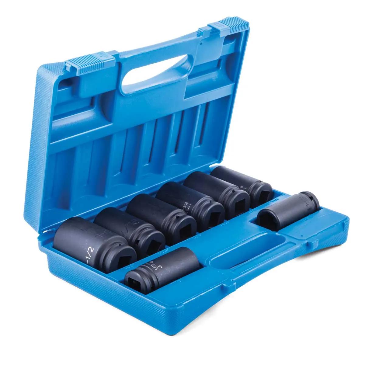 8 Piece (1" - 1-1/2") 3/4" Deep 6 Point Drive Impact Socket Set