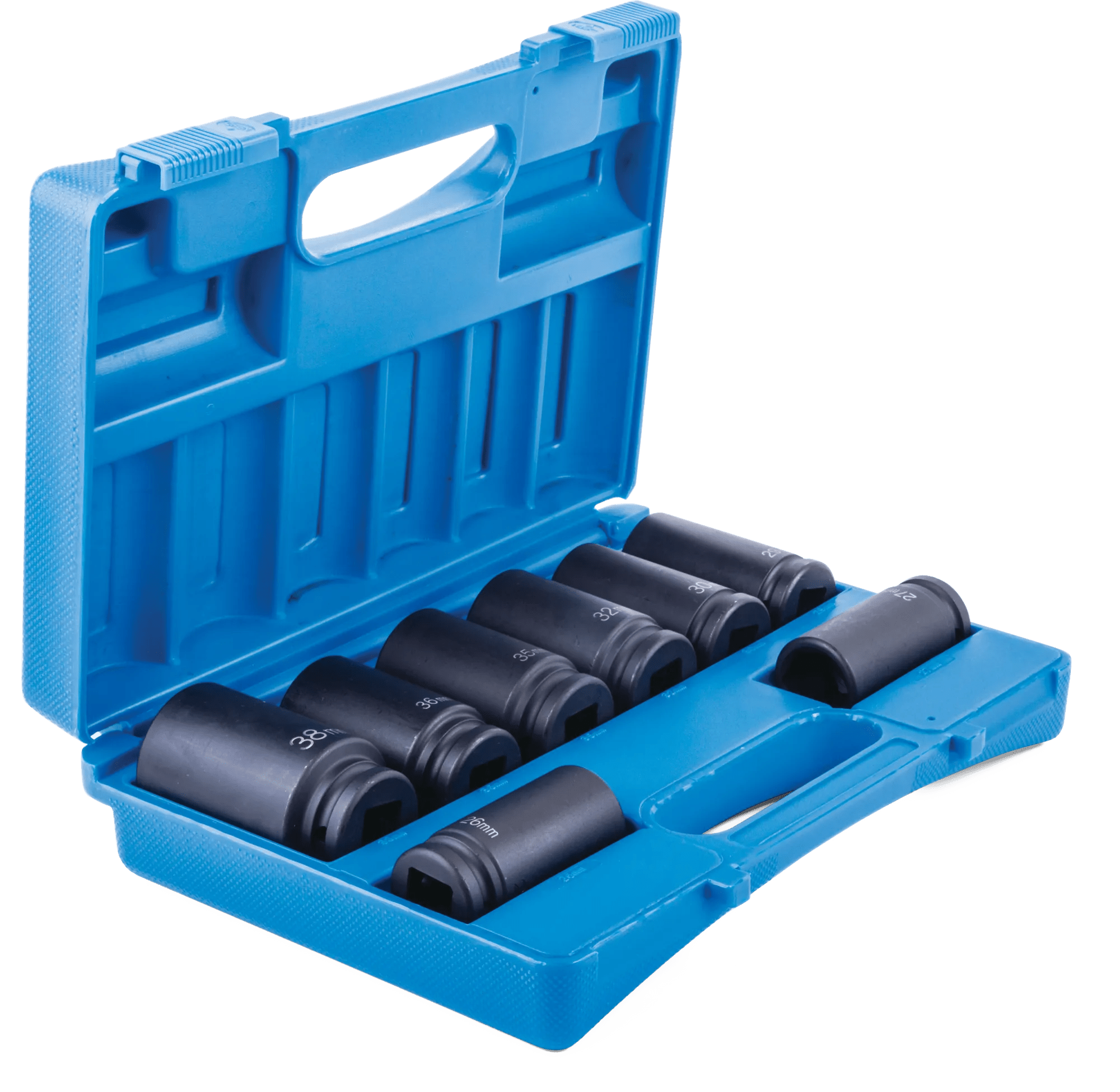 8 Piece (26mm - 38mm) 3/4" Deep 6 Point Drive Impact Socket Set