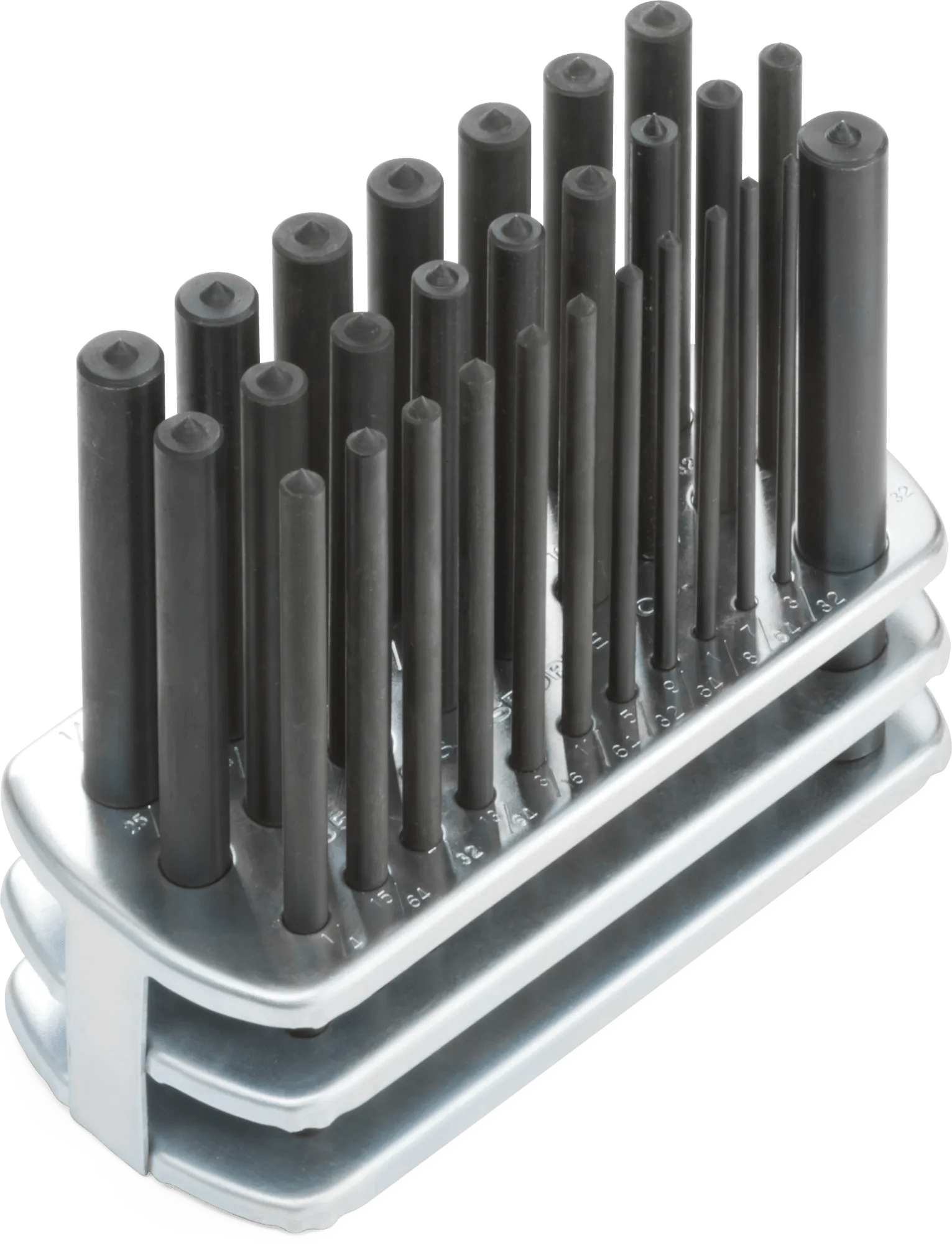 28 Piece (3/32" - 17/32") 1040 Black Oxide Transfer Punch Set