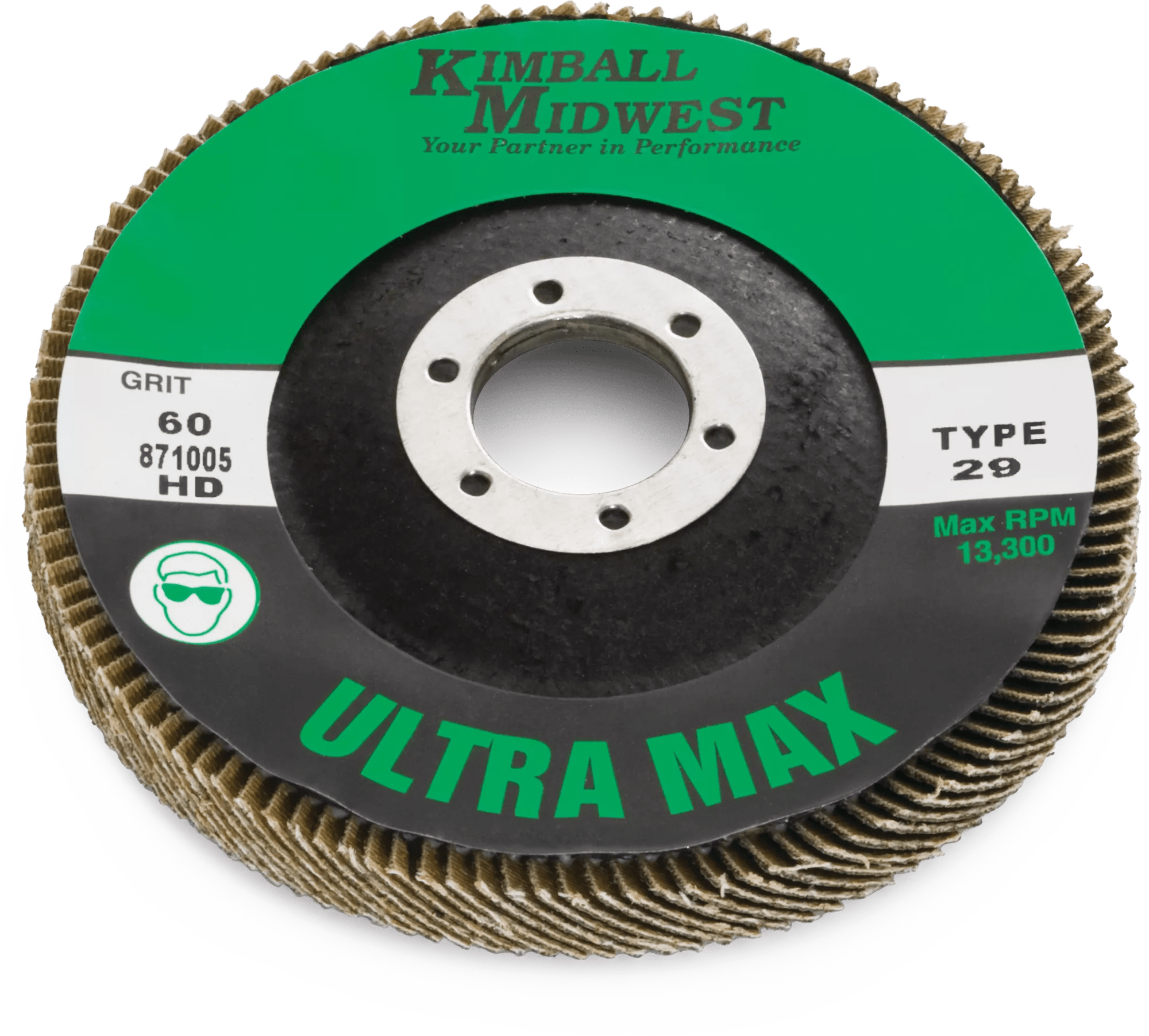 7" x 7/8" 60 Grit Type 29 Ultra-Max High Density Zirconia Grain Flap Disc - Small