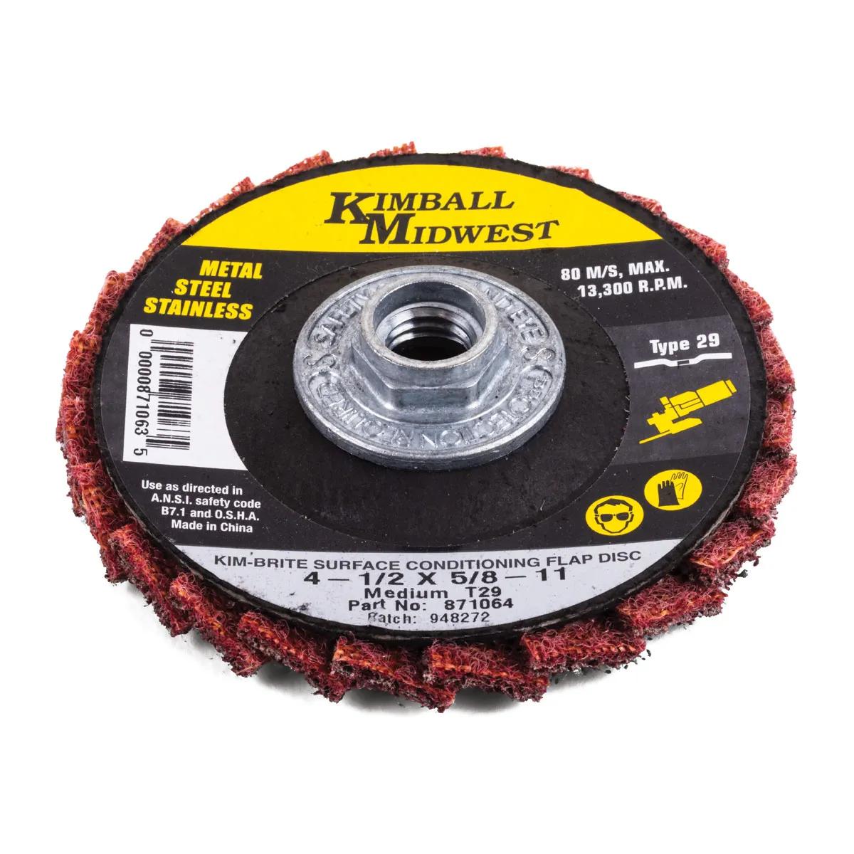 4-1/2" x 5/8"-11 Red Medium Kim-Brite™ Surface Conditioning Flap Disc